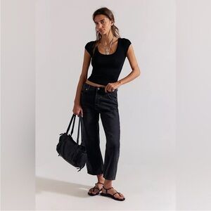 We The Free Black Ankle Straight Jeans